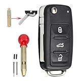 3 Buttons For VW Key Fob Replacement Volkswagen VW Golf MK6 Key Fob 2017 VW Caddy Key Case Transporter T6 Tiguan Polo Skoda Octavia Key Shell with Pin Removal Tool VW Up Fob Blade Removal