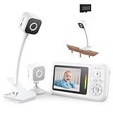 Baby Monitor with Camera and Night Vision - 1080P HD Baby Camera Monitor with Cot Clip & Holder, No WiFi, Secure 2.4GHz, Cry Detection, 4X Zoom, Feeding Reminder, Temp Sensing & Lullabies, 32G Card