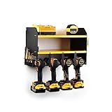 MegaMaxx Power Tool and Drill Storage Unit Charging Station for 4 Tools and 2 Shelf - Wall Mount Toolbox and Accessories Rack Cabinet for Workshop, Garage, Shed, Van, Drill Driver