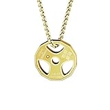 AILUOR Men Women's Dumbbell Pendant Necklace, Stainless Steel Couples Barbell Pendant Fitness Gym Sports Dumbbell Weight Lifters Barbell Chain Jewelry (Gold-R)