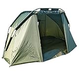 KINGCARP - 1 Man Bivvy Fishing Tent Shelter Waterproof 210D - Quick Set Up, Insect Mesh Front Door PVC Viewing Panels - Heavy Duty Groundsheet, Poles, Pegs & Bag [25-1711]