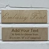 Cutncraft Designs Embassy Font Signs Engraved Wooden Sign Plaque Wall Door Hanging Gift Idea 21x6cm (8x2inch)