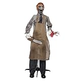 Boland Standing Animated Halloween Chainsaw Charlie Prop 165 cm – Sound & Motion-Activated Scary Decoration – Haunted House Animatronic with Red Glowing Eyes and Chainsaw