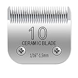 10# Clipper Blades Pet Grooming Clipper Replacement Blades, Detachable Clipper Blade Compatible with Andis/wahl/Oster Dog Clippers,10 Blade 1/16-inch, Made of Ceramic & Stainless Steel Blade