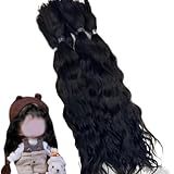 Yaoliucp Doll Hair 8 Inch Curly Doll Hair Natural Realistic Doll Wig DIY-Friendly Mohair Craft Hair for Doll Making, Figurine, Art Craft, Black, Doll Hair