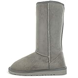 Ella Shoes "Hug Faux Fur Warm Winter Boots UK Sizes 3-8 (UK9/42, Grey)