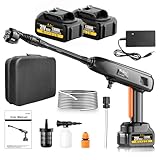 Portable Cordless Pressure Washer - 2 Pack Batteries 1200PSI 336l/h Cordless Power Washer Battery Operated with 6-in-1 Nozzle, Adjustable Foam Cannon for Car Garden