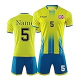 Personalised Football Shirt for Men Women Football Kits for Boys with Name Team Number Logo (Yellow)