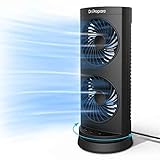 Dr. Prepare Desk Fan Tower Cooling Fan, Portable Oscillating 3-Speed, Dual Air Circulation, 110° Oscillation, 3 Timers, Personal Table Fan for Bedroom Desktop Home Room Office, UK 3-Pin Plug