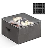 Foldable Shoe Storage Box with Handles - Clear Lid Organiser Holds 20 Pairs, Space Saving Stackable Shoe Cabinet for Wardrobe/Underbed/Hallway, Compact Shoe Organizer with Transparent Cover