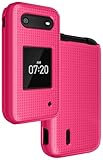 Nakedcellphone Case for Nokia 2760 2780 Flip Phone, Slim Hard Shell Protector Cover with Grid Texture for Tracfone N139DL, TA-1398, TA-1451, TA-1420 - Bright Hot Pink