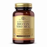 Solgar Biotin 5000 mcg Vegetable Capsules - High Strength Formula - Supports Hair Growth, Glowing Skin, Energy & Vitality - Health Supplement - Sugar Free - Suitable for Vegans - Pack of 50