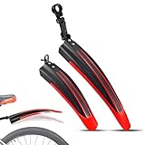 HKSOPC Bike Mudguard Set for Giant XTC Advanced 29er 2 2022, Portable Adjustable Road Mountain Bike Bicycle Cycling Tires Front and Rear Mud Guard Fenders, Mudguards for 20-26 inch Bikes,C Red