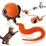 Interactive Cat Ball Toy, Automatic Moving Ball for Dog Toy, Self Rolling Smart Cats Toy Interactive Cat Toys with Tail (orange)