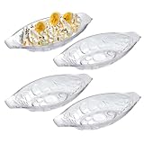 UNIQUE HOME LIVING Set of 4 Banana Split Dish Boat, 8oz Ice Cream Splits Plate, Dessert Dishes, Clear Glass Sundae Serving Bowl for Banana Split, Ice Cream, Fruits, Yoghurt, Brownies, Snack