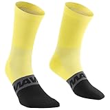 MAVIC Unisex Aksium Mid Cycling Socks, Yellow/Carbon, M (39-42)