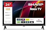 Sharp 24-inch HD Ready Frameless LED Roku Smart TV – HDR10, HbbTV, USB Media Playback, DVB-T/T2/C/S2 Tuners – 24HD2325K (HD Series)