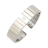Stainless steel watch band for Omega Constellation Double Eagle watch strap accessories(Silver gold,25mm)