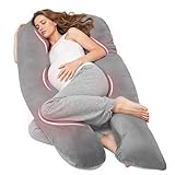 Nuliie Pregnancy Pillow for Sleeping, U Shaped Full Body Pillow Pregnancy Pillows, Maternity Pillow Support for Back, Hips, Legs for Pregnant Women, With Washable Velvet Cover (Grey)