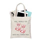 PLITI Pig Tote Bag For Women Funny Pig Lover Gift Pet Pig Gift Yes I Really Do Need All These Pigs Farming Pig Travel Pouch (Do need all pigs TGU)