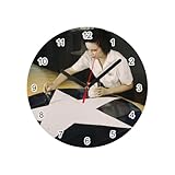 Fabulous World War II Woman Hero Painter Aeroplane WWII Glass Wall Clock Diameter 20 cm White