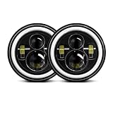 Headlamp assembly For Land For Rover For Defender 90 For Range For Rover For County For Classic For Sport For Utility 4-Door 7 Inch Led Car Headlight DRL H4 Headlamp Front Light Assembly(2piece)