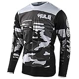 Men's Cycling Jersey MTB Tops,Motocross Shirt Long Sleeve MX MTB Mountain Bike Lightweight Materials, Breathable Material (Black,L)
