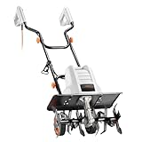 VonHaus Electric Tiller 1500W – Garden Soil Cultivator/Rotavator – 400RPM No Load Speed, 6 Steel Blades, 450mm Working Width – H Bicycle Handle, Electronic Brake, 2 Foldable Wheels, Collapsible Handle