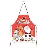 Christmas Cartoon Kitchen Apron, Santa Snowman Elk Apron, Christmas Kitchen Pinafore for Xmas Party, Cooking, Baking, BBQ Home, Christmas Decoration