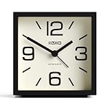 NEWGATE® Cube alarm clock | Designled cube shaped retro alarm | Black | Ideal for bedside, desk, shelf & mantel | Midcentury retro bedroom & office accessory