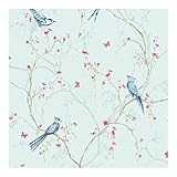 Superfresco Easy Duck Egg Tree Silhouette Butterfly Wallpaper | Paste The Wall | Duck Egg Trees | Eco-Friendly