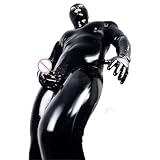 Men's Shiny Patent Leather Cat Suit Full Body Men Sexy Latex Tight Zipper Jumpsuit Rubber Wet Look Prisoner Clothing Black