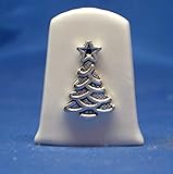 Birchcroft Porcelain China Collectible Thimble - Antique Silver Christmas Tree - Free Box
