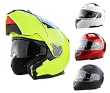 3GO Flip Up Motorcycle Helmet E335 Motorbike Adventure Riding ECE ACU Gold Approved Touring Flip Front Helmets with Dual Visor Vented Noise Reducing Lining - Matt Black - L