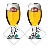 Roxley 2 x Stella Artois Nucleated Gold Rimmed Pint Glasses + 2 Stella Beer mats |Lager Beer Glass 56Cl Size Glass Man Cave | Made in UK