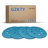 GZKTY 70pcs 125mm Sanding Discs, Hook and Loop, 8-Hole, Grit 60, 5 Inch Sanding Pads for Random Orbital Sander