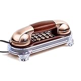 TelPal Small Size Trimline Corded Phone Antique Retro Wall Mounted Telephone Old Fashion Classic Vintage Telephone with Bottom Light for Desk/Wall Mount