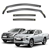 ISPEED Wind Deflectors For MITSUBISHI L200 Triton MK5 Pick-up 4 door 2015-22 4pc - Keep Your Car Ventilated In Rain - Reduce Wind Turbulence - Tinted In-Channel - In Channel Type