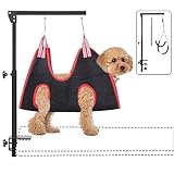 LUCKUP Dog Grooming Arm with Clamps, Pet Grooming Table Arm with Hammock Harness &Two No Sit Haunch Holder, Adjustable Pet Grooming Supplies for Small/Medium Pets, Black