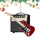 2 Pcs Christmas Guitar Decorations, 2D Acrylic Christmas Tree Ornaments Decor, Musical Instruments Decorations, Present For Guitarist And Music Lovers