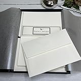 Wagtail Designs Plain Ivory (Cream) Writing Paper Gift Set in a Black Box with Ribbon (18 Sheets of Quality Writing Paper with Matching envelopes)