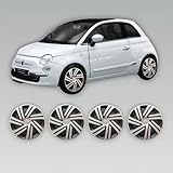 Darfox 14 Inch Wheel Trims – Set of 4 Hubcaps – Compatible with Fiat 500 – Plastic Covers for Steel Wheels (crsb)