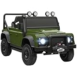 AIYAPLAY Land Rover Licensed Electric Car for Kids, 12V Battery-Powered Kids Ride On Car with Remote Control, Music, Horn, Suspension Wheels, LED Lights, Off-Road Toy for 3-5 Years Old, Green