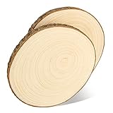 CYEER 2 Pcs Natural Wood Slices 24-28cm, Unfinished Large Wooden Log Slices Wooden Discs for Crafts, Round Log Slices with Bark and No Hole for DIY Arts Christmas Ornaments Wedding Decorations