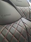 Top Car Athens || Rhombus | 2 Luxury Car Seat Covers | Vegan Leather & Synthetic Black Rear Surface | 100% Custom Fit | Compatible with Smart Roadster (452) | Colour Black/Red…