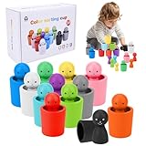 Colour Sorting Toys for Toddlers, Colóur Sorting Toys, Peg Dolls in Cups, Stacking Cups, Colour Sorting Sensory Toy, Baby Stacking Cups, Portable Baby Toys for Toddlers Matching Stacking Preschool
