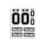AMS 8133 Sticker Kit Ohlins for Fork Suspension Motorcycle, 14 x 16 cm