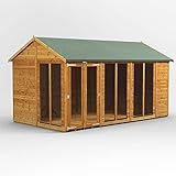 Powersheds High Grade Premium Apex Summer House Wooden Shed with Security Features, PVC Window Sills, Door & Window Flexibility, made from Extra Thick Timber