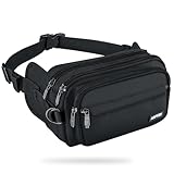 AGPTEK Bum Bag, Large Capacity RFID Waist Fanny Pack for Men Women, Adjustable & Waterproof Bumbag Running Belt for Travel, Running, Shopping, Hiking, Dog Walking, Cycling, Climbing, Black