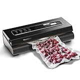 Mesliese Vacuum Sealer Machine 90Kpa 6-in-1 Compact Food Vacuum Sealing Preservation System with Cutter | 2 Bag Rolls | 5 Pre-cut Bags | Dry&Moist Modes | ETL Listed (Gray)